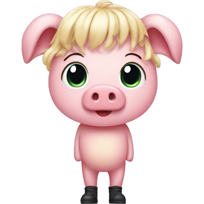 full body greasy pink pig wearing a blonde wig emoji
