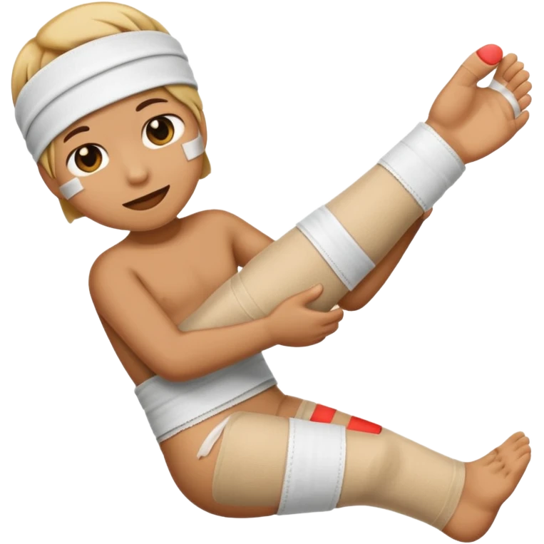 сделай на белом фото эмодзи человечек с ногой забинтованной  emoji