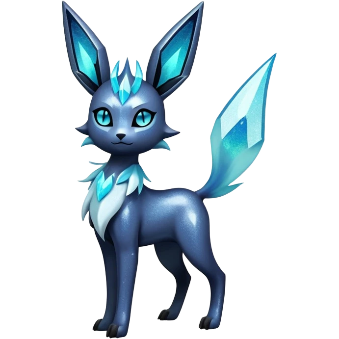 Shiny Edgy Badass Dark Gothic Glittery Ethereal Sparkly Glaceon-Amaura-Aurorus-Fakémon-hybrid-creature (full body)  emoji