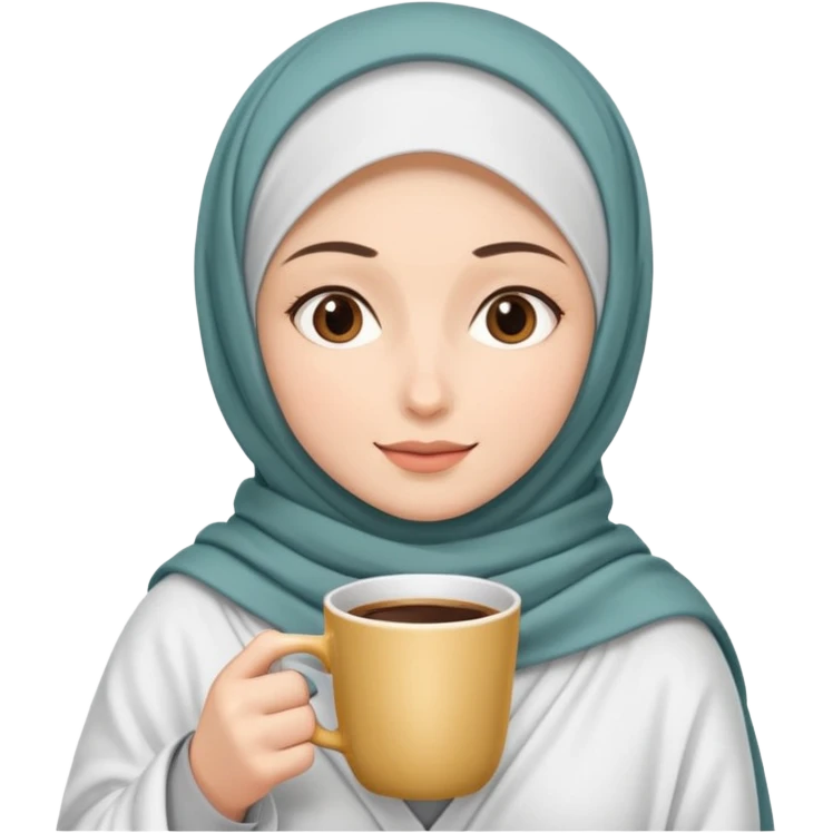 Beyaz kedi hijap bayan elinde kahve ve battaniyesi emoji