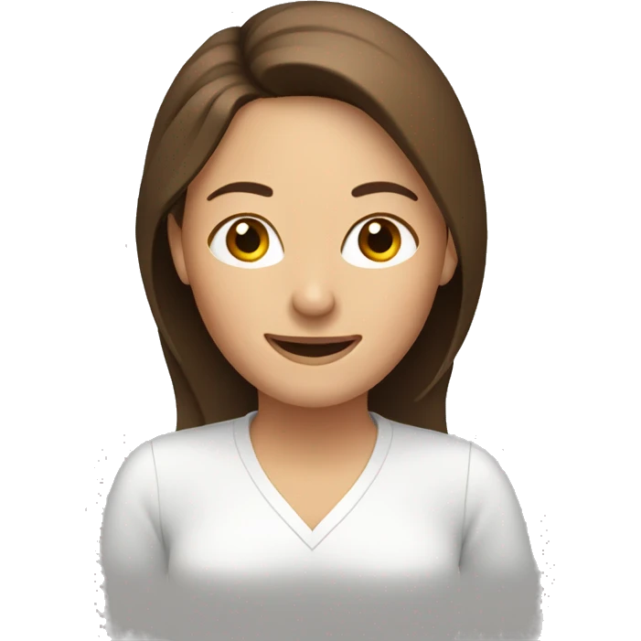 women, brown hair, happy, on computer emoji