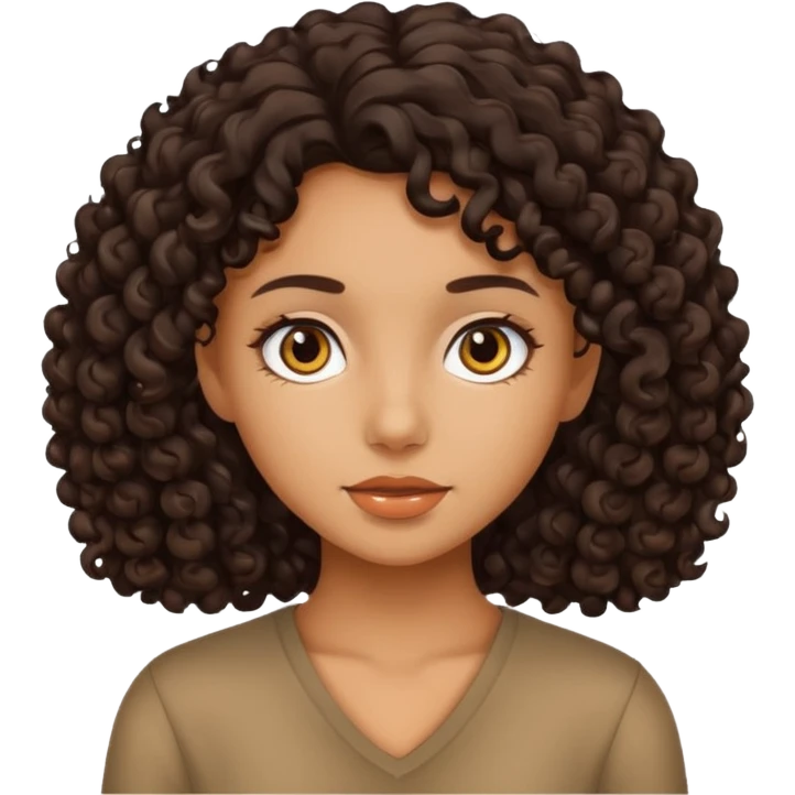 A girl with tan skin with dark curly hair emoji