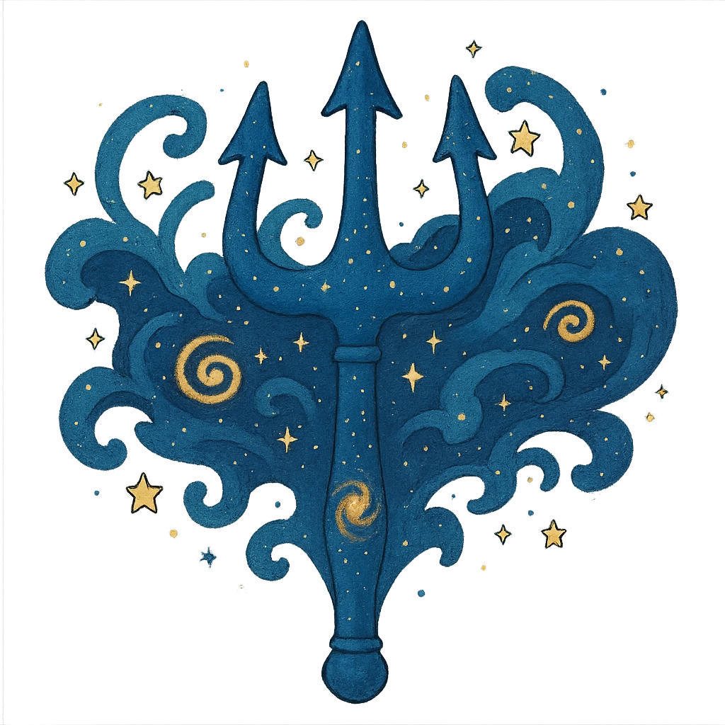 ghibli style cosmic trident with swirling stars emoji