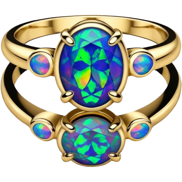 14k gold ring with a color shifting natural black opal emoji
