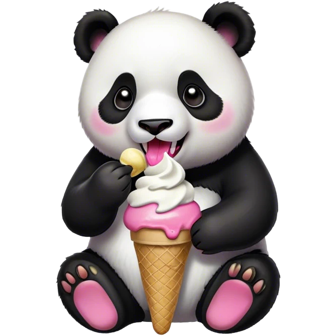 Panda eating ice cream emoji