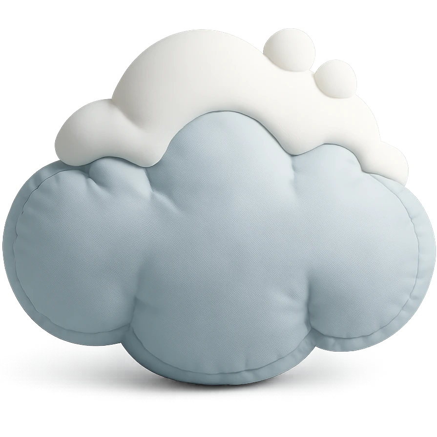 plush cushion style cloud with snow, cute and soft emoji