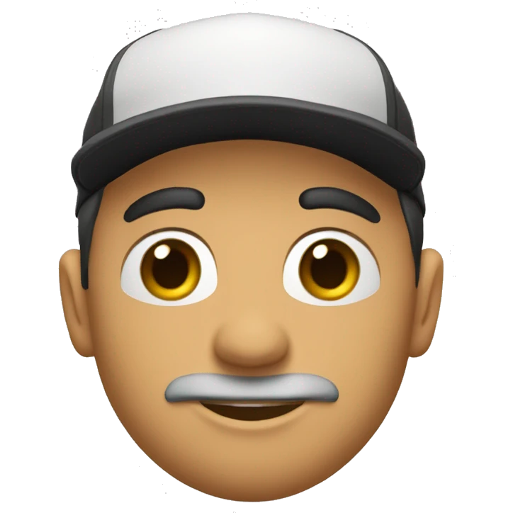 Hombre cabezón blanquito medio Moreno con gorra negra emoji