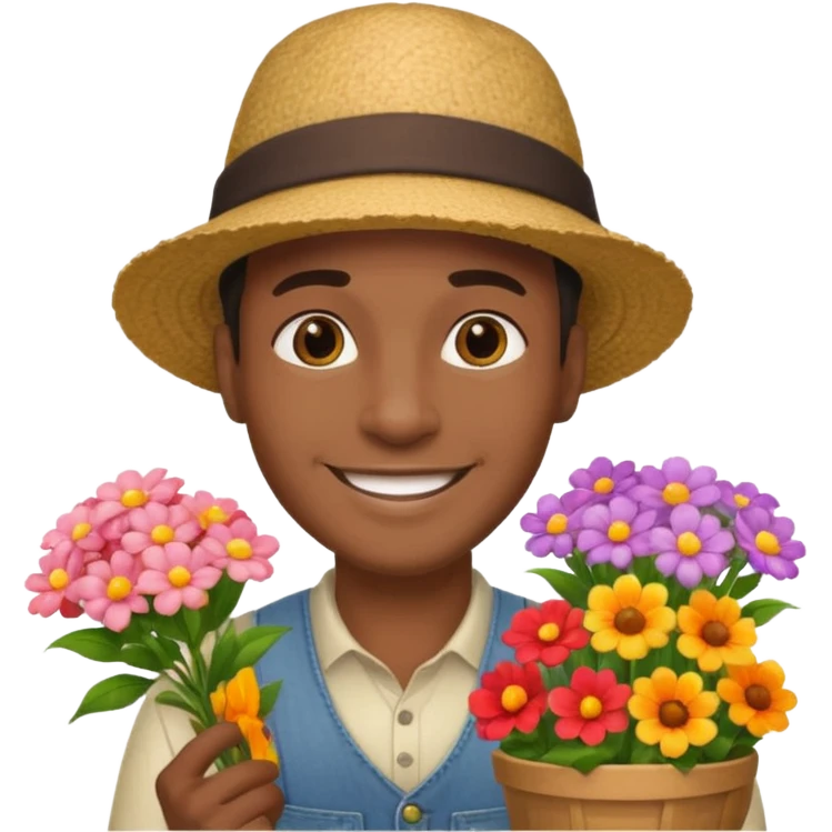 Street Flower Seller black man  emoji