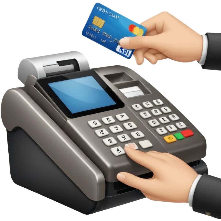 Hand swiping a credit card in a credit card machine register emoji