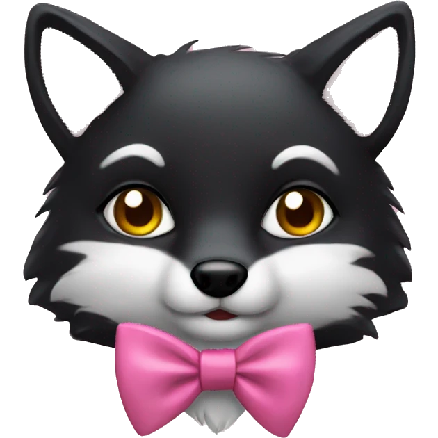black fox with pink bow tie emoji