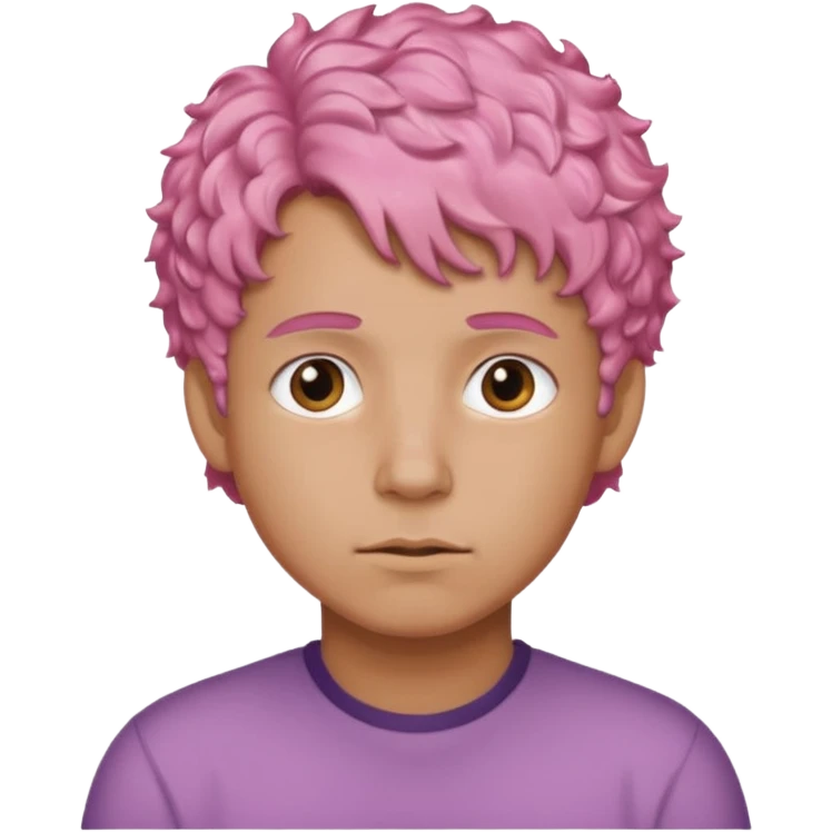 man with short, curly pink hair, light brown skin, and a neutral facial expression. emoji