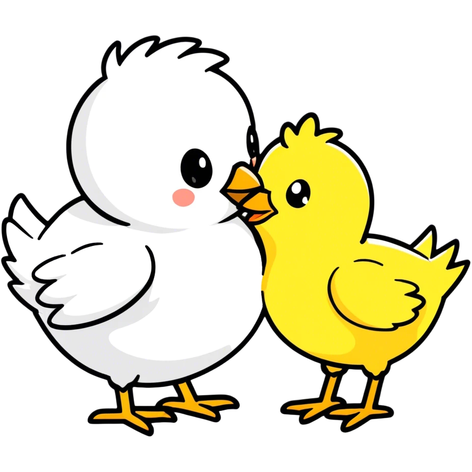Male chick kissing female chick  emoji