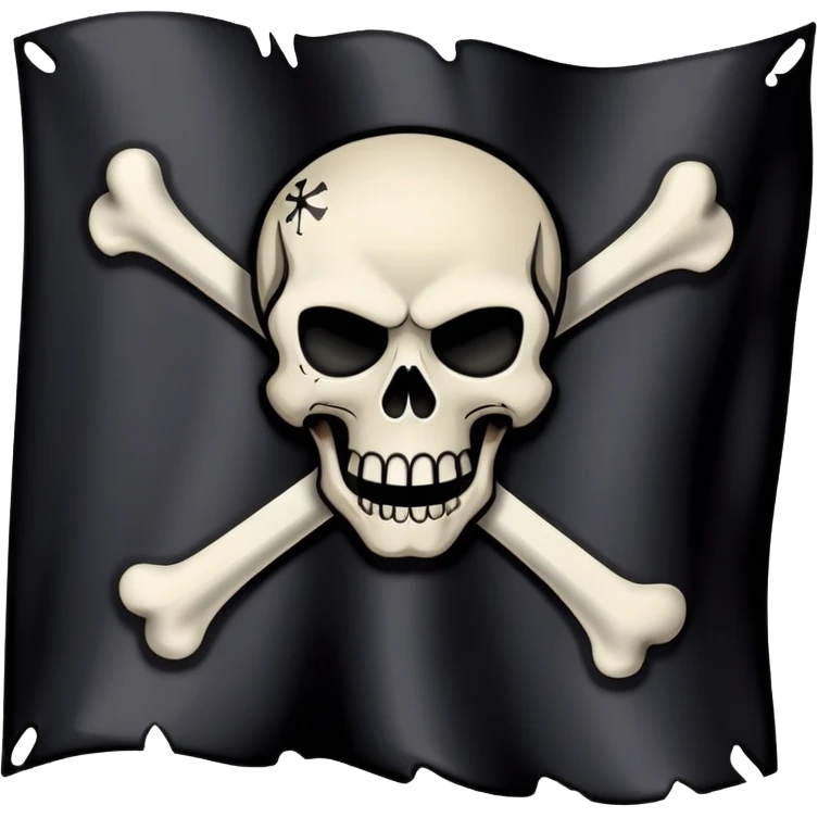 pirate flag with skull and crossbones, classic jolly roger emoji