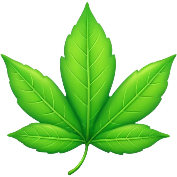 A single neon green leaf emoji, iPhone emoji style, glossy and smooth, cartoonish, vibrant neon green color, high detail, simple and cute design, isolated on white background, centered composition


 emoji