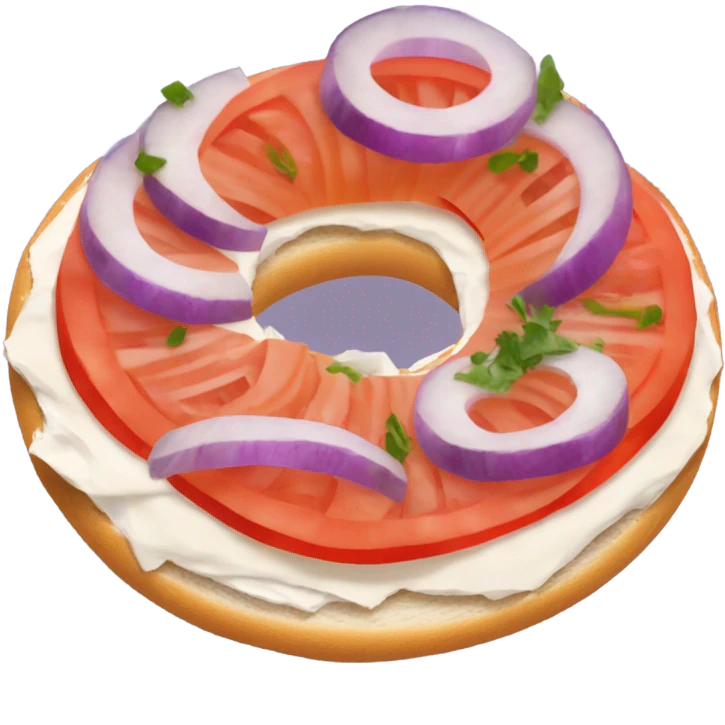 everything bagel with cream cheese lox , onion, and tomato  emoji