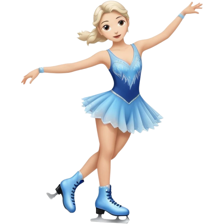 buz pıstının ustunde kayan,yarısma ıcın elbıse gıymıs ve artıstık hareketler yapan kadın emojısı  emoji