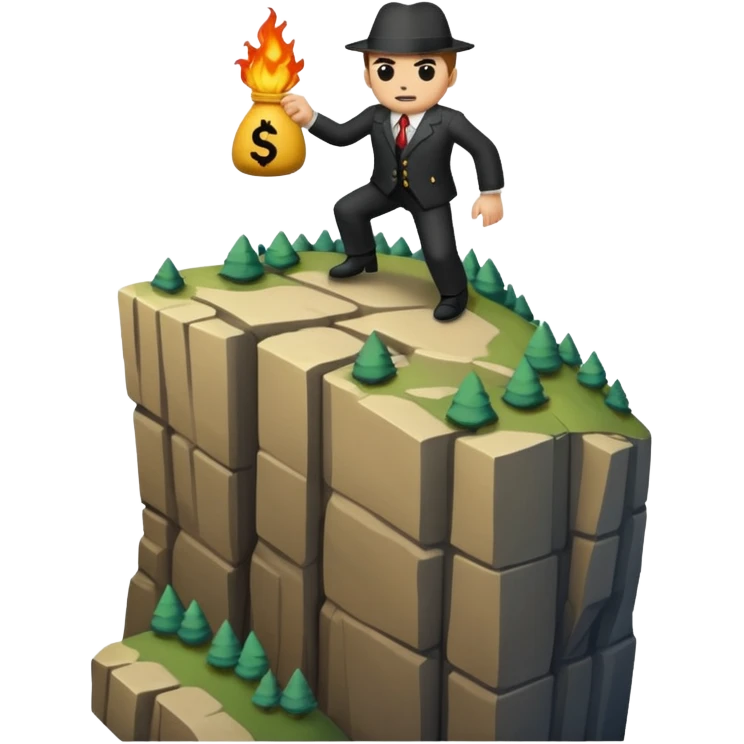 a mafiosi informant bound up and held over a cliff emoji
