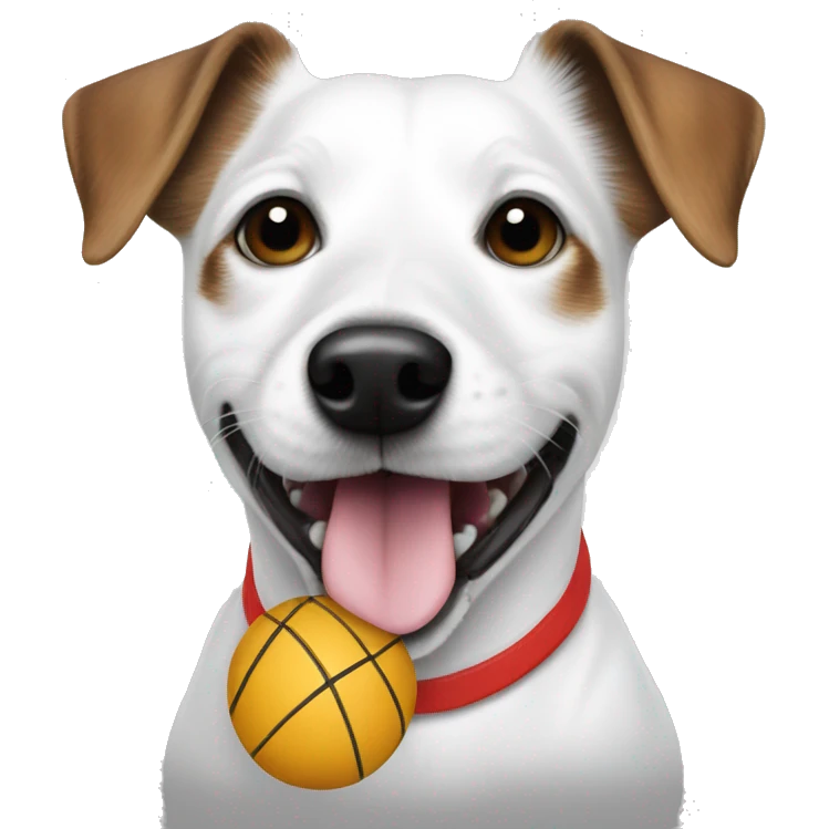 White Jack Russell with a ball emoji