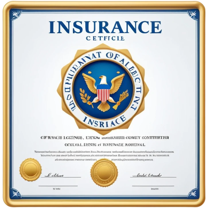 insurance license certificate with official seal emoji