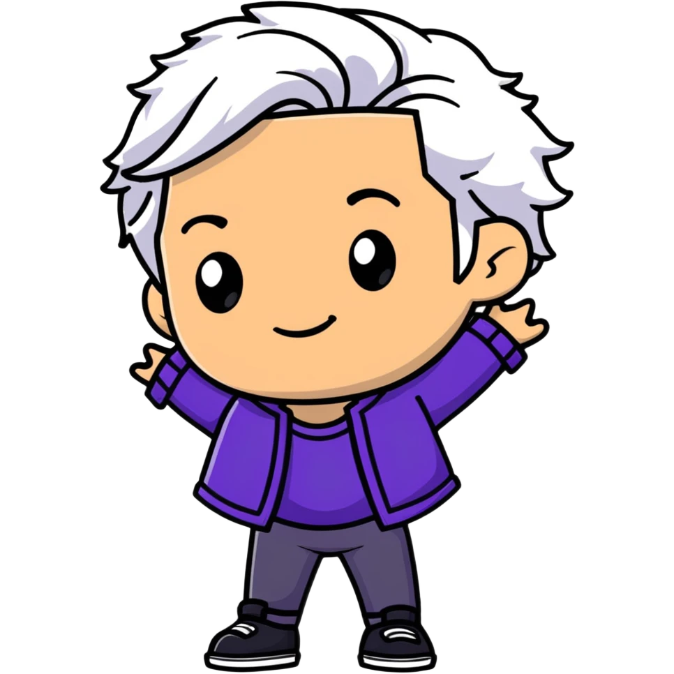 Carlos from Descendants, son of Cruella de Vil, white and black hair, freckles emoji