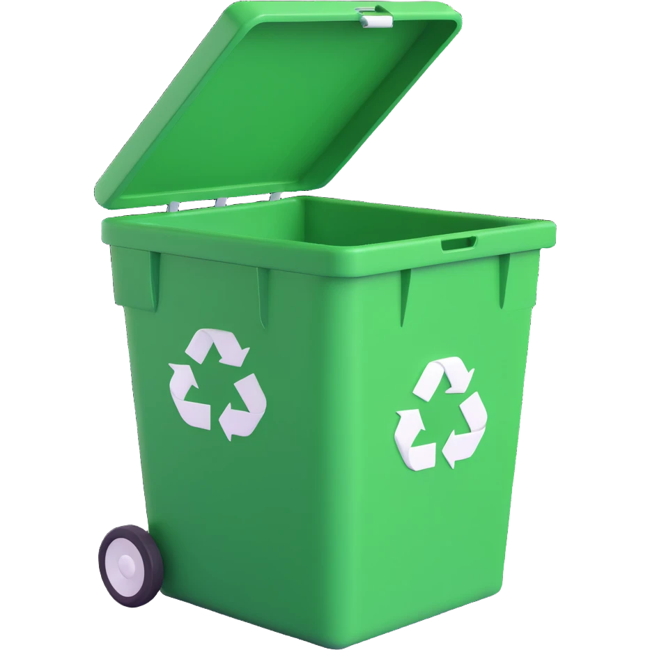 green recycle bin, 3D style with subtle shadows emoji