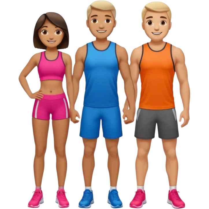 full-length happy couple in sportswear emoji