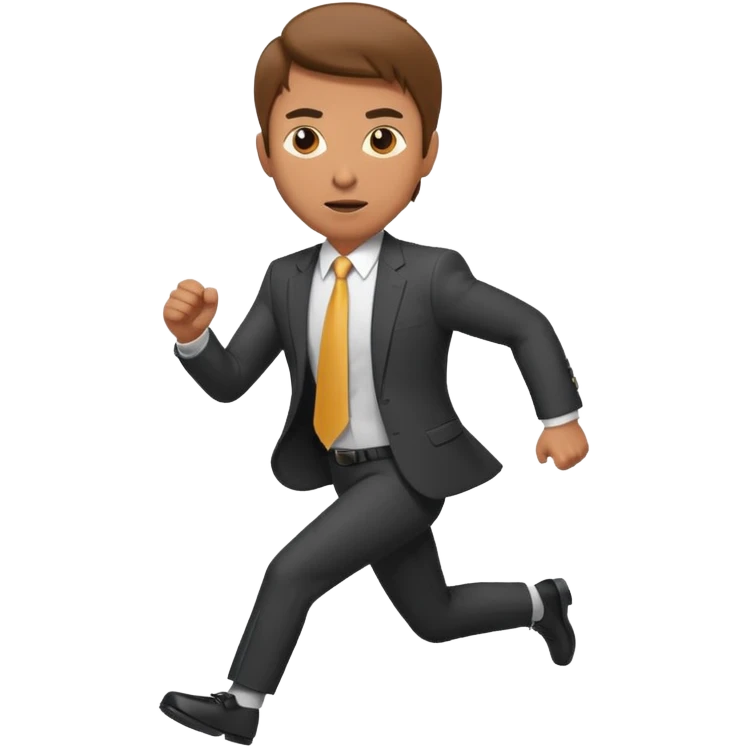 businessman picking running, face direct to camera emoji