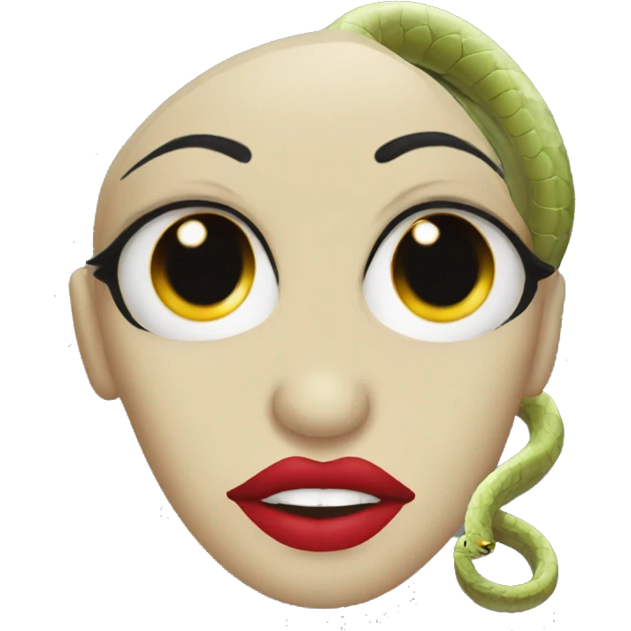 snake with red lips and big eyelashes emoji