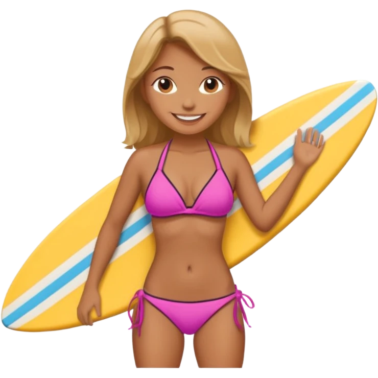 girl in bikini with surfboard emoji