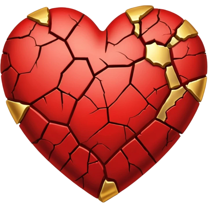 Make a red heart with cracks in it. Make the cracks filled with gold emoji