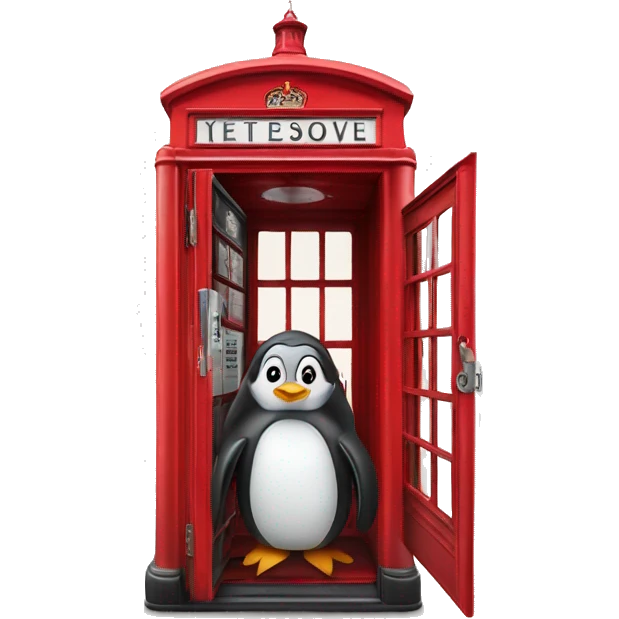 penguin in london phone box emoji
