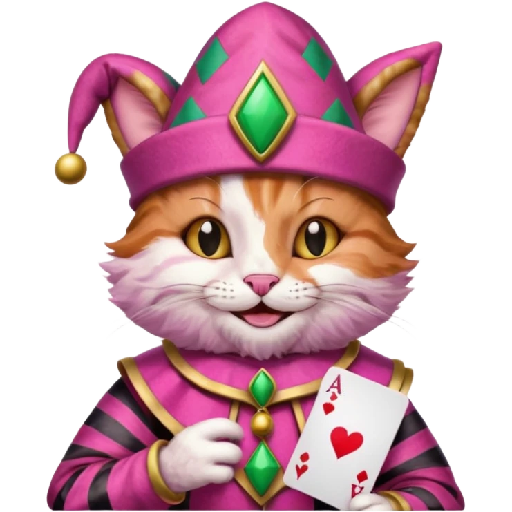 court jester cat medieval, poker card ace, pink emoji