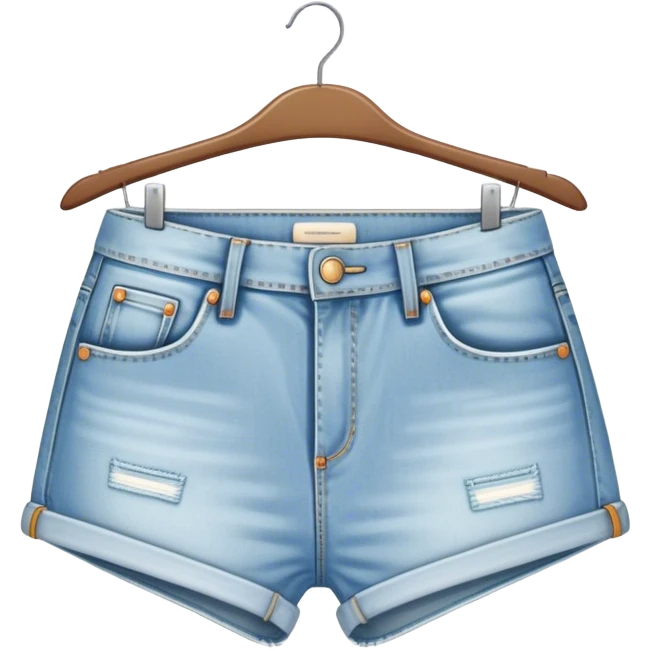 vintage light wash women's denim shorts on hanger emoji