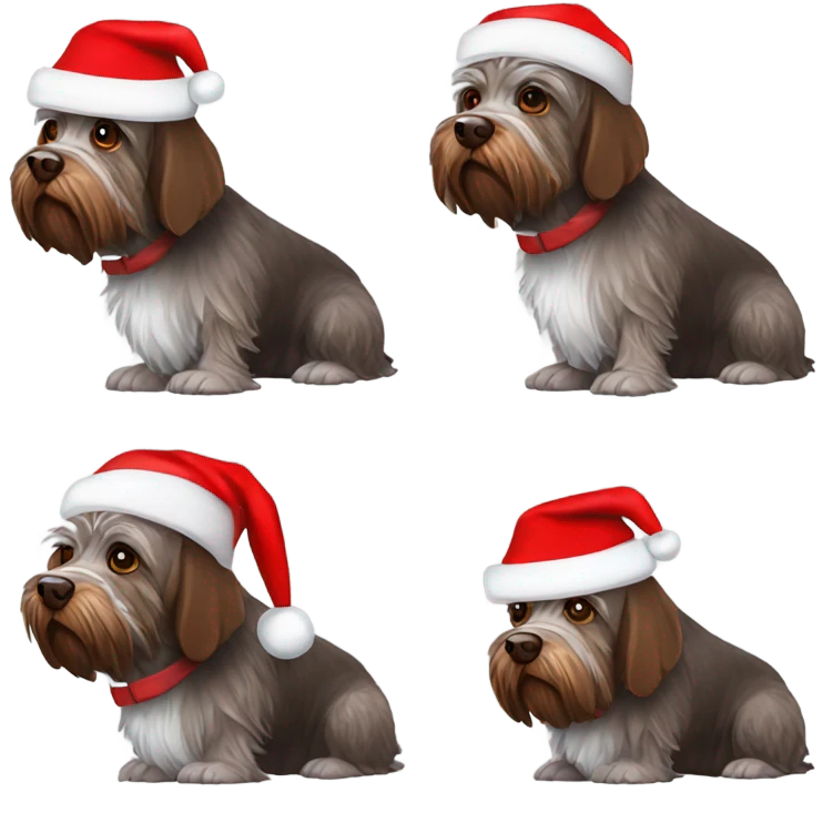 Wirehaired pointing Griffon with Santa hat emoji