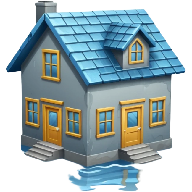 House with flooding around it emoji