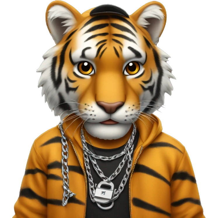 Tiger rapper with chain and rollies emoji