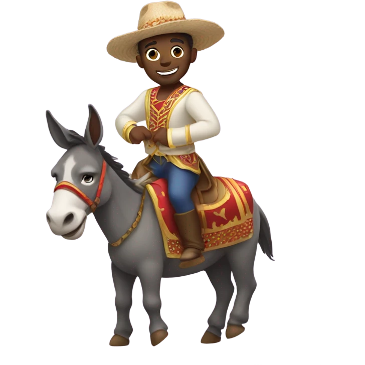 brother riding a donkey in a dance costume emoji