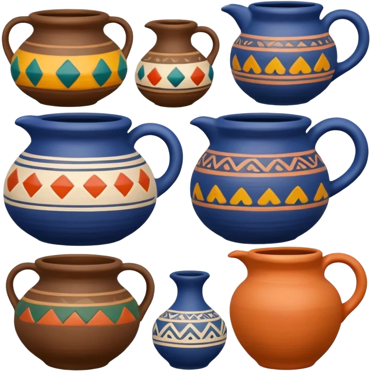 clay pottery with diffetent motifs emoji