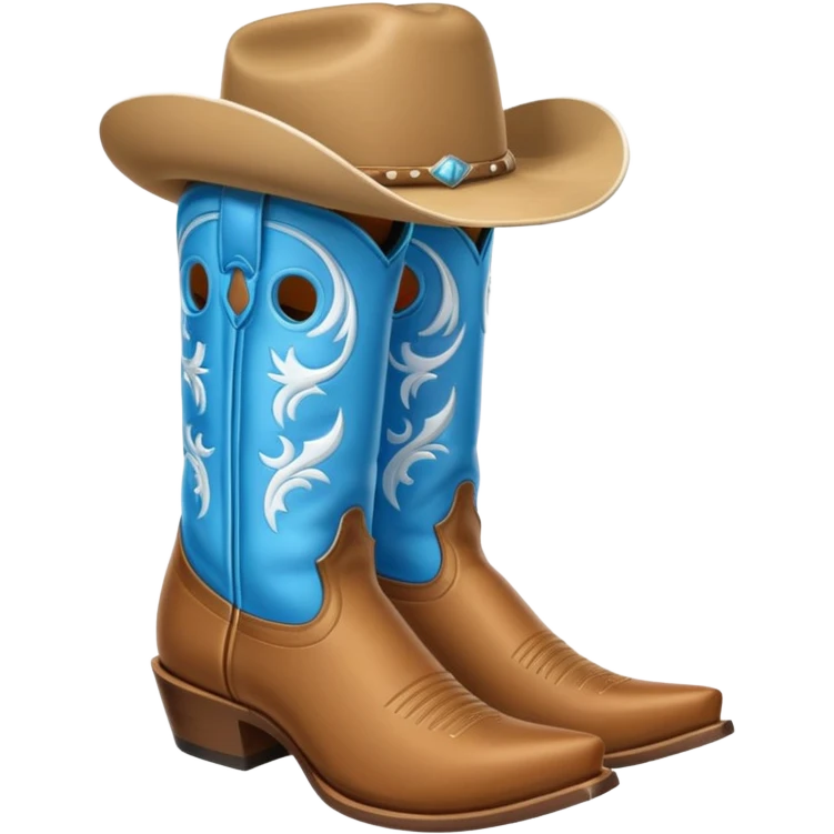 All white classic cowboy boots with one hat on top of them emoji