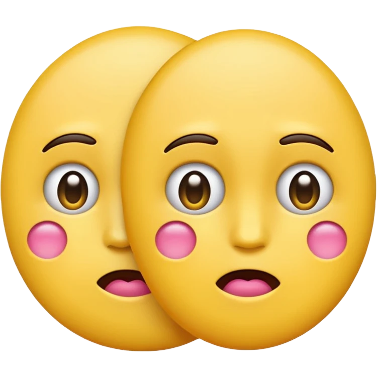 two emojis not happy stuck together no pink cheeks only two  emoji