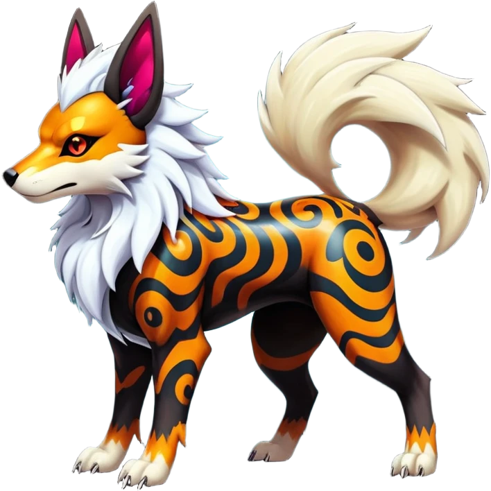 Shiny Gothic Exotic Punk’ish Cool Colorful Epic Futuristic Houndoom-Arcanine-Zorua-Torracat-Pokémon-Fakémon-hybrid-creature emoji