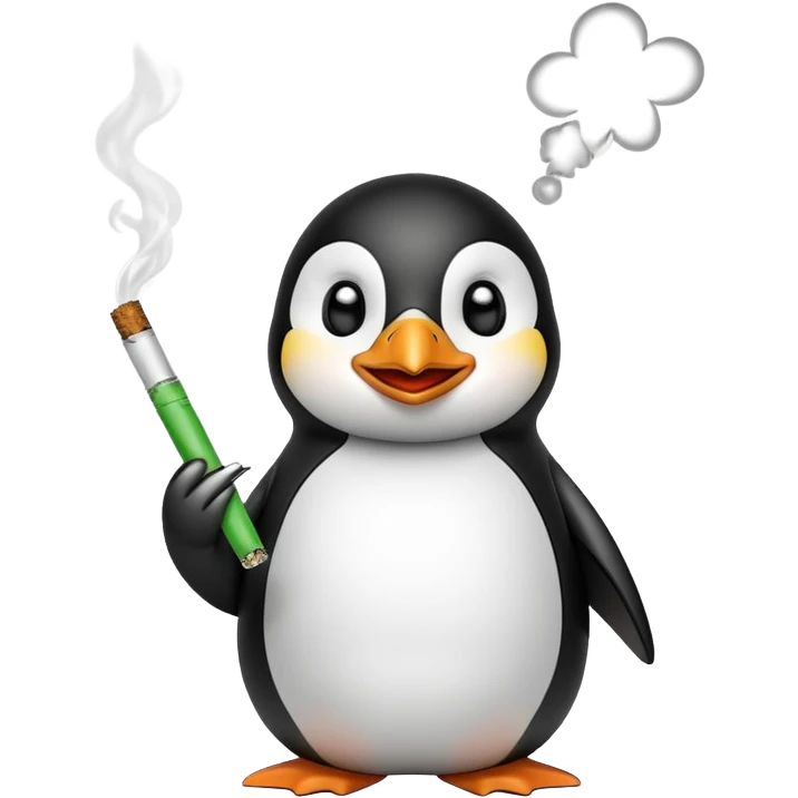 A penguin smoking weed emoji