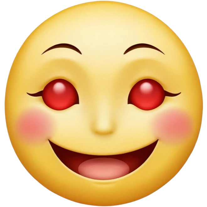 A yellow smiley with half closed eyes and red eyes  emoji