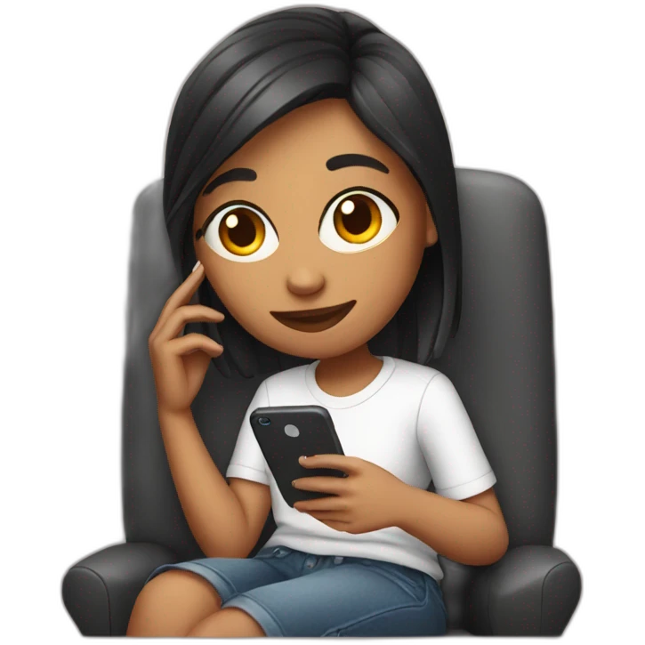 girl sitting on instagram phone emoji