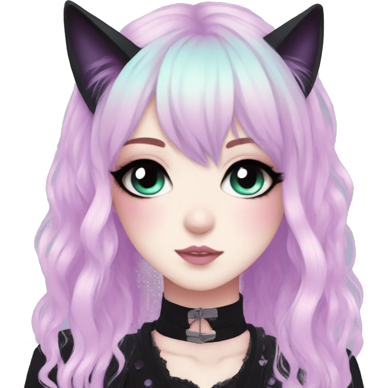 Gorgeous Cute Gothic Edgy Pastel Gradient Beautiful Anime Emo CatLady emoji