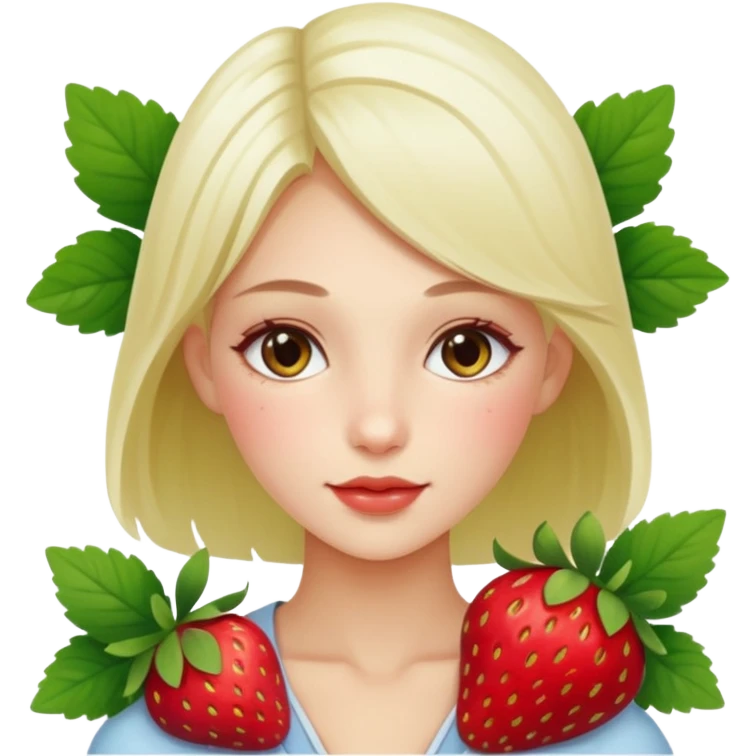 a beautiful girl mix with nenuphar and  Strawberries  emoji