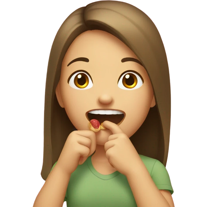 Girl smiling and biting finger emoji