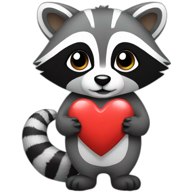 Racoon with Heart emoji