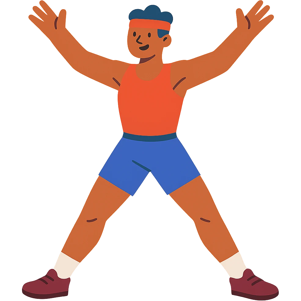 athletic person doing jumping jacks, dynamic pose emoji