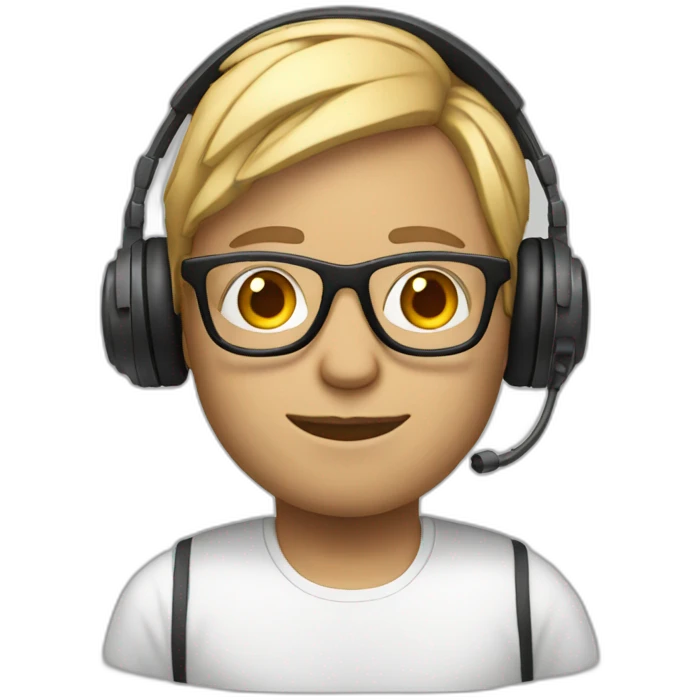 True software engineer white skin with glasses with headphones emoji